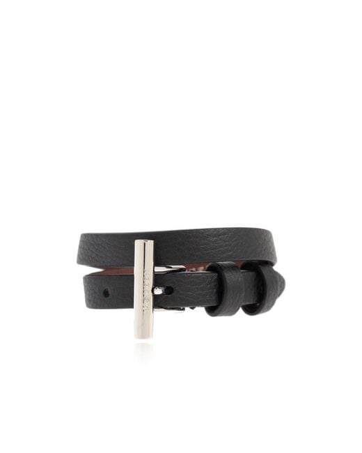McQueen T-Bar Double Wrap Bracelet in Black for Men | Lyst