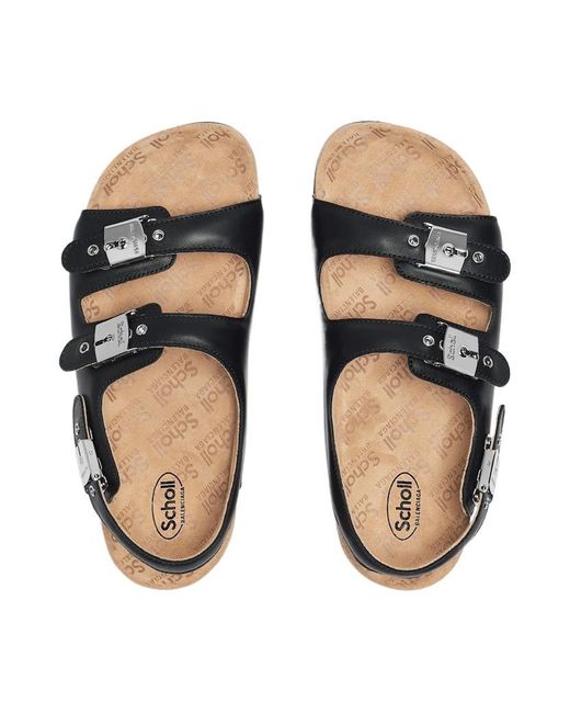Balenciaga Black X Scholl Strap Flat Sandals for men
