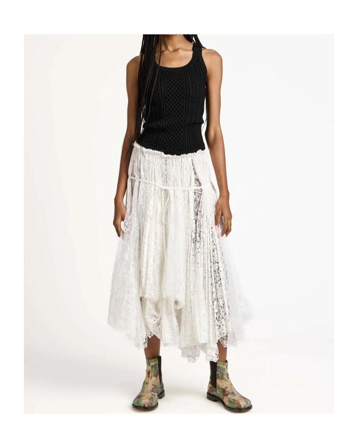 J.W. Anderson White Jw Anderson Mixed Lace Longline Skirt