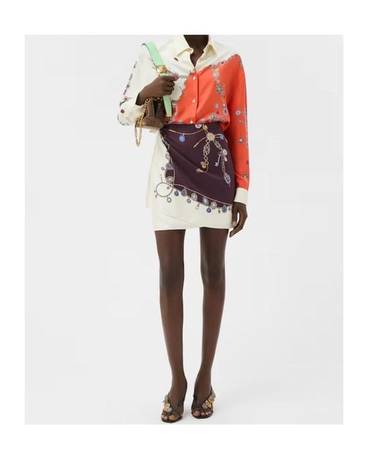 Versace Purple Graphic-Print Wrap Skirt
