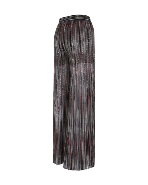 Missoni Gray Wide-Leg Striped Knitted Trousers