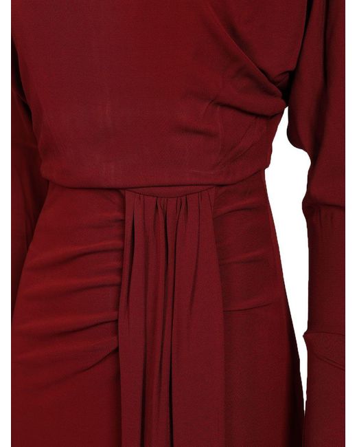 Max Mara Red Studio Gocce Ruched Midi Dress