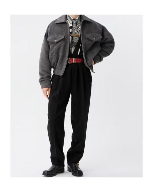 Versace Black Stretch Wool Tailored Pants for men