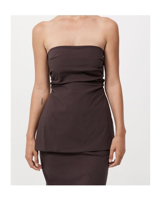St. Agni Brown Sleeveless Strapless Top