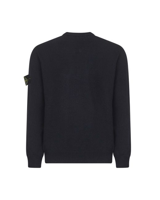 Stone Island Blue Logo Patch Crewneck Sweater for men