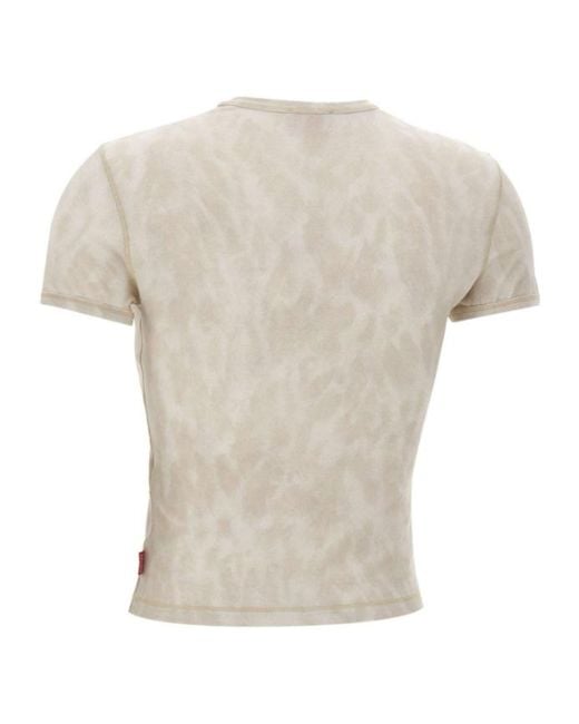 DIESEL White Animal-Print Stretch Jersey T-Shirt