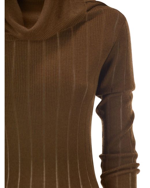 Max Mara Brown Studio Mstbadesse Fitted Turtleneck Jumper