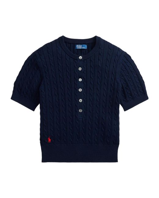 Polo Ralph Lauren Blue Sweater Henley Knitted Top