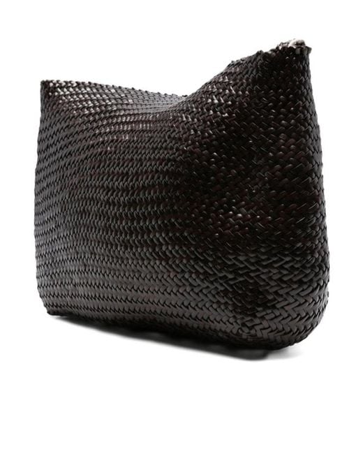 Dragon Diffusion Black Woven Design Shoulder Bag