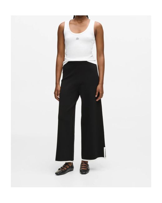 Karl Lagerfeld Black Contrast-Piping Palazzo-Pant