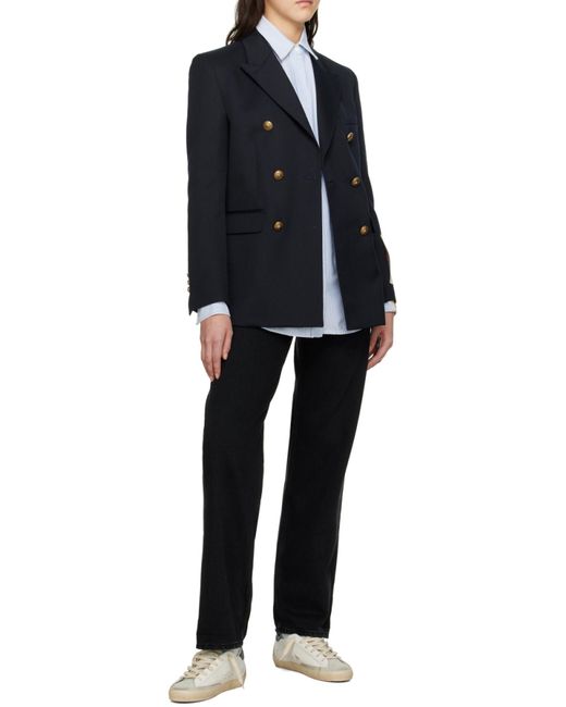 Golden Goose Deluxe Brand Blue Double-Breasted Tailored Blazer