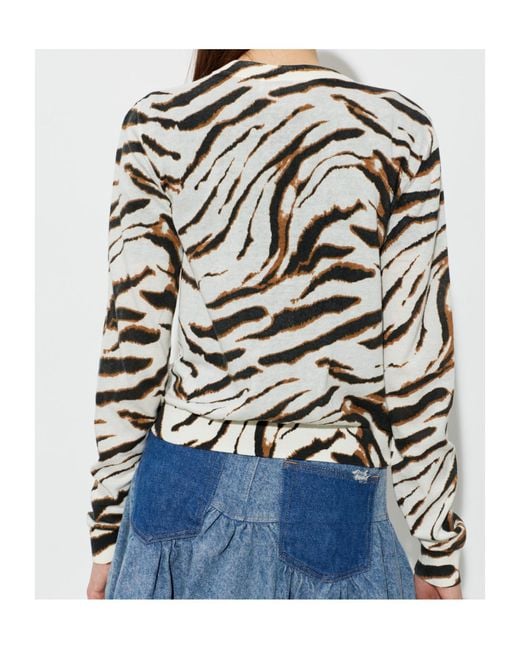 Ganni White Animal Motif Knitted Cardigan