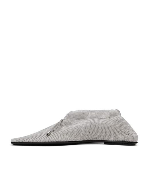 Totême White Bow-Detail Knitted Ballerina Shoes