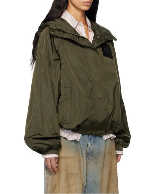Ganni Green Logo Patch Hooded Jacket