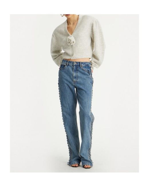 ROTATE BIRGER CHRISTENSEN Blue Laced Straight-Leg Jeans