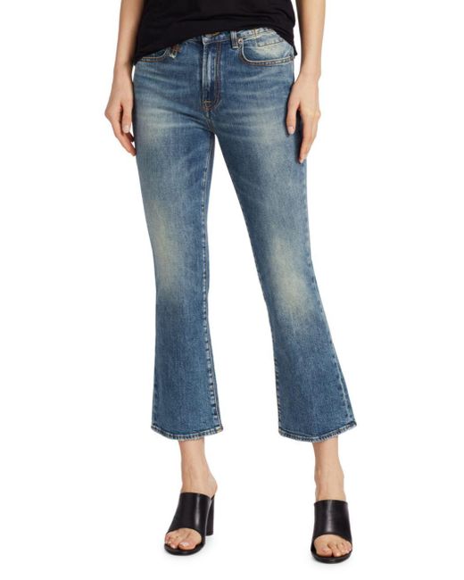 R13 Blue Mid-Rise Flared Jeans
