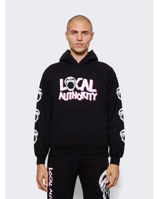 Local Authority Blue Skull Pattern Hoodie for men