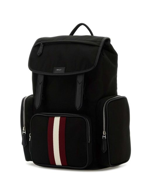 Bally Black Logo Printed Code Explorer Backpack for men