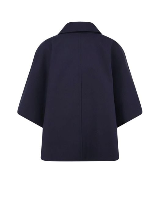 Max Mara Blue Paggio Button-Up Coat