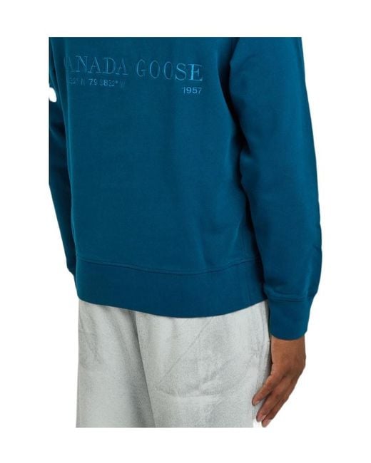 Canada Goose Blue Hooded Embroidered Cotton Sweatshirt for men
