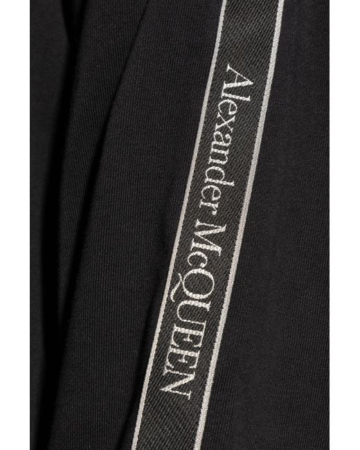 McQueen Black Drawstring Zip Up Hoodie for men