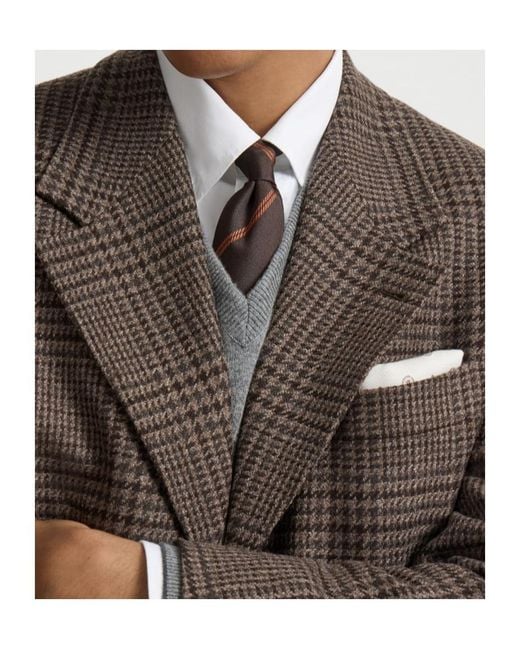 Brunello Cucinelli White Striped Silk Tie for men