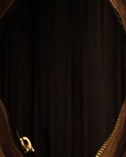 Prada Brown Logo Plaque Belted Shoulder Bag