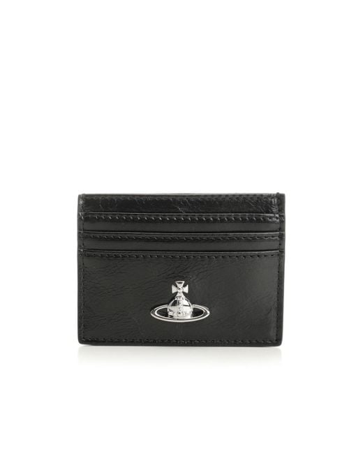 Vivienne Westwood Black Logo-Plaque Flat Card Holder