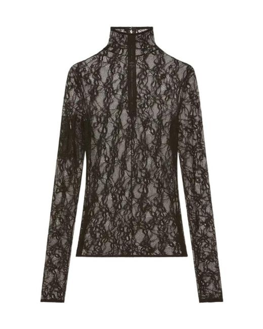 Courreges Black Courrèges Lace Mockneck Top