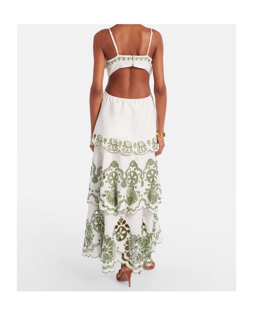 Farm Rio Green Layered Linen Maxi Dress