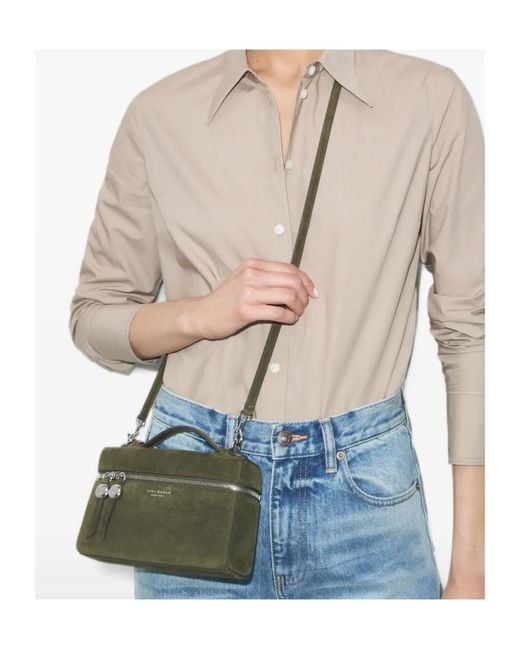 Tory Burch Green Romy Suede Slim Top-Handle