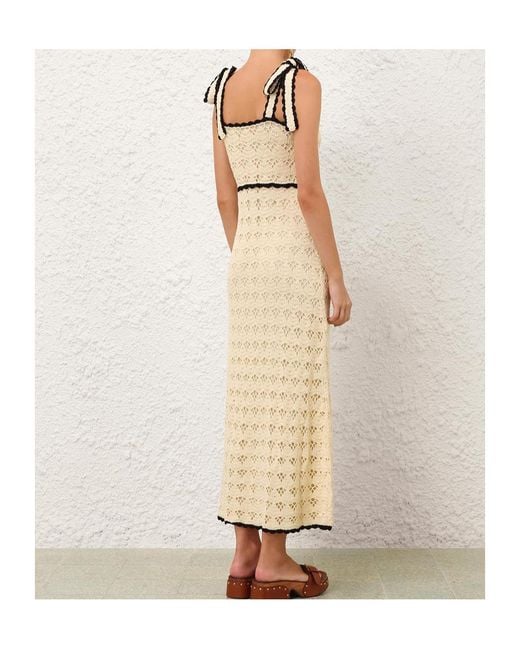 Zimmermann Natural Aster Crochet Tie Midi Dress