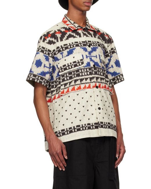 Sacai White Abstract-Pattern Shirt for men