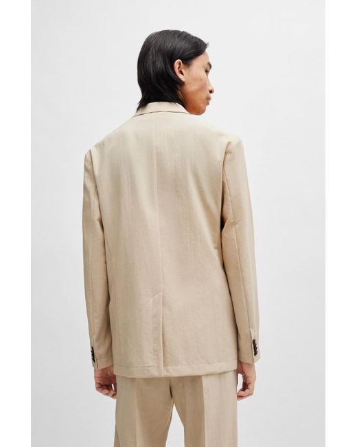 Boss Natural Seersucker Single-Breasted Blazer for men