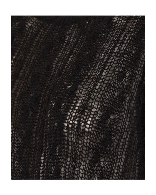 Alanui Black Distressed Knitted Jumper