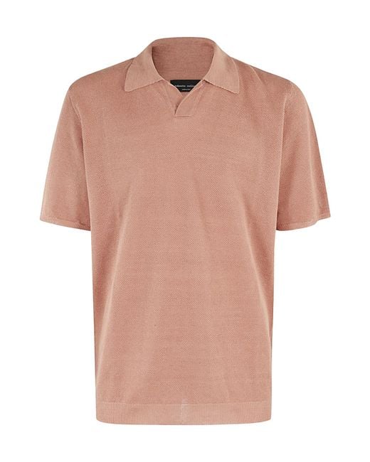 Roberto Collina Pink Short-Sleeved Polo Shirt for men
