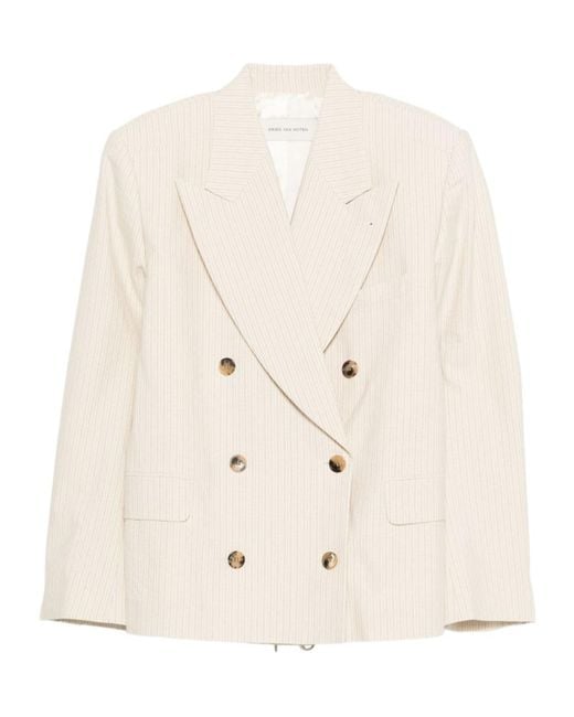 Dries Van Noten Natural Long-Sleeve Blazer