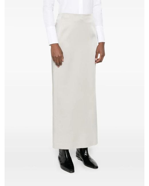 Brunello Cucinelli White Straight-Hem Midi Skirt