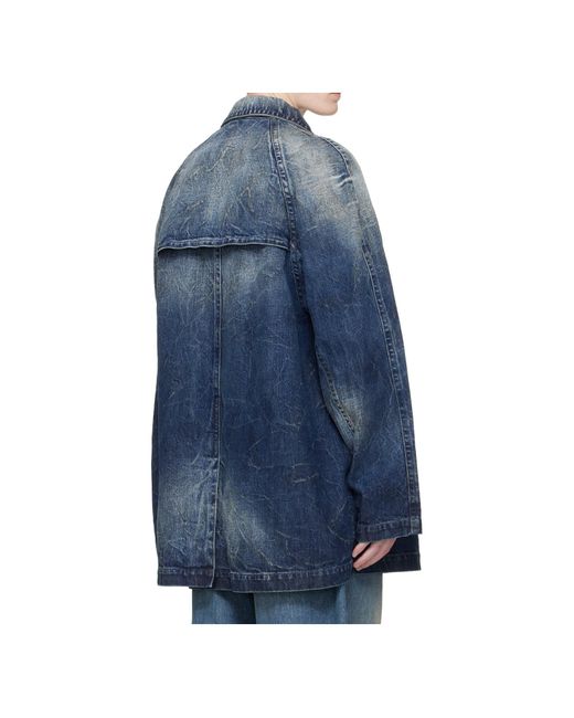 MM6 by Maison Margiela Blue Faded Long-Sleeved Denim Jacket for men