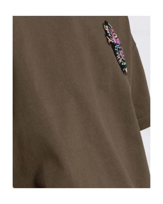 Etro Green Beaded Motif-Patch Oversized T-Shirt