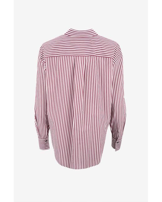 Brunello Cucinelli Pink Long-Sleeved Striped Shirt