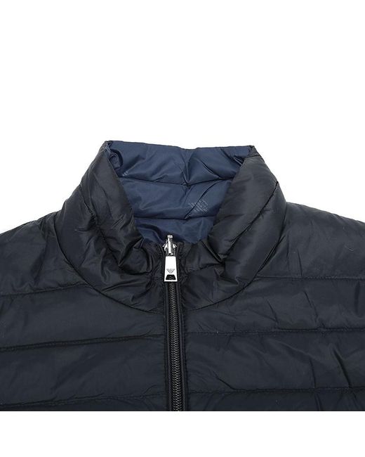 Emporio Armani Blue Double-Sided Down Jacket With Logo for men