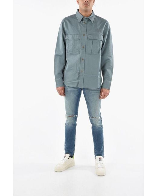 DIESEL Blue Utility Shirt Jacket for men