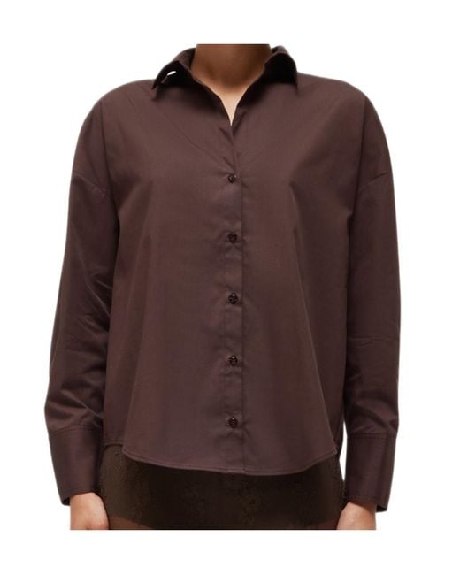 Blugirl Blumarine Brown Collared Long-Sleeved Shirt