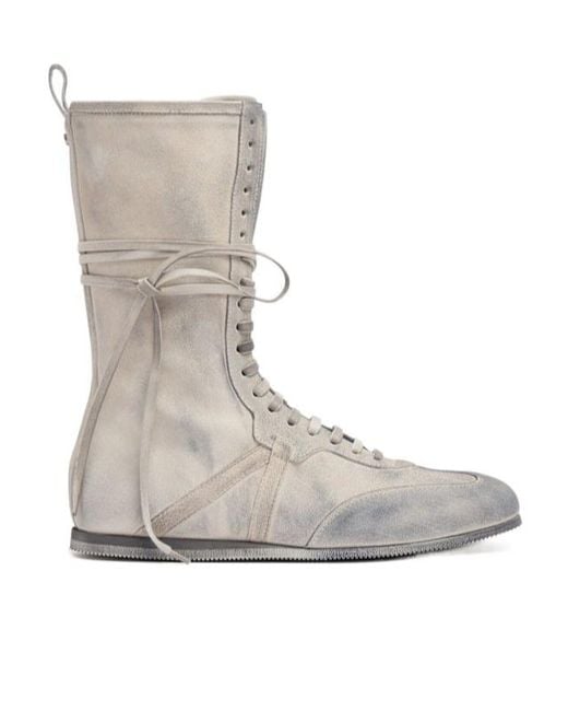 Ann Demeulemeester Natural High-Top Suede Sneakers for men