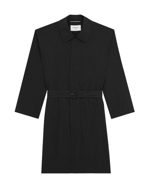 Saint Laurent Black Water-Repellent Trench Coast for men