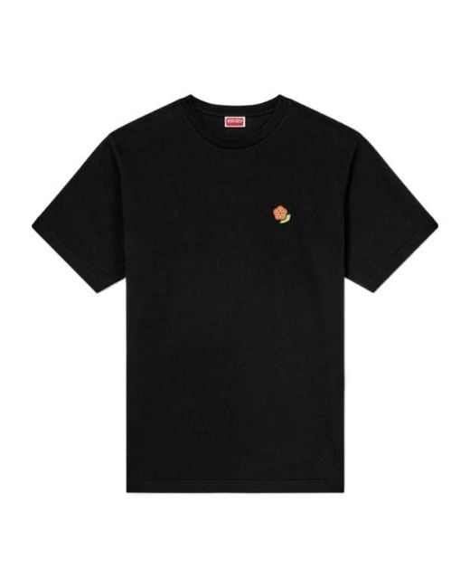 KENZO Black Pop-Embroidered T-Shirt for men