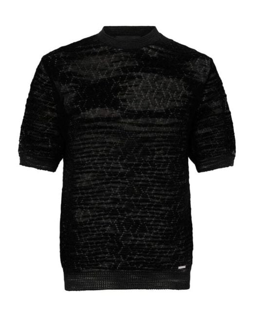 DSquared² Black T-Shirt Perforated for men