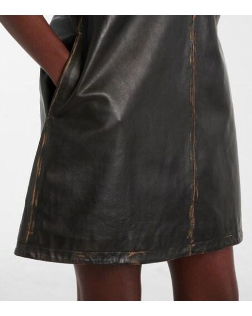 Area Black Studded Leather Shirt Dress