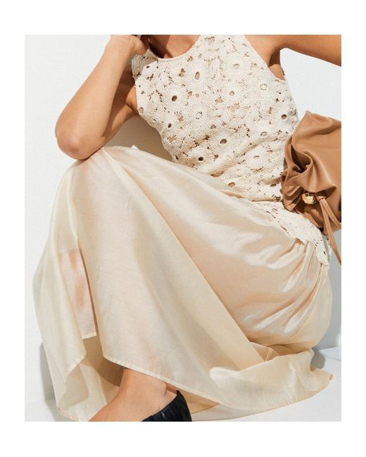 Liu Jo Natural Floral Lace Pleated Dress